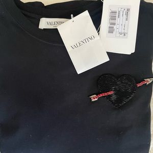 Valentino beaded heart cotton jersey t-shirt XS